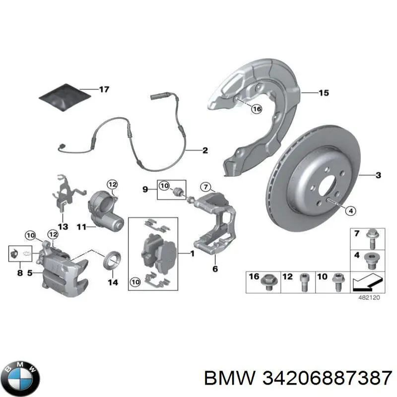 34206887387 BMW Скоба тормозного заднего суппорта