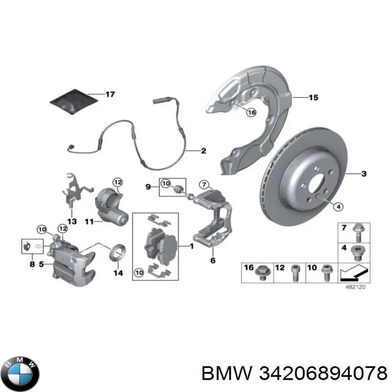 34208836838 BMW Суппорт тормозной задний правый