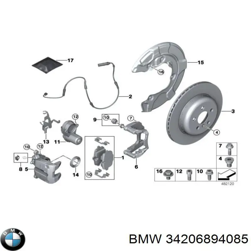 34206894085 BMW Скоба тормозного заднего суппорта