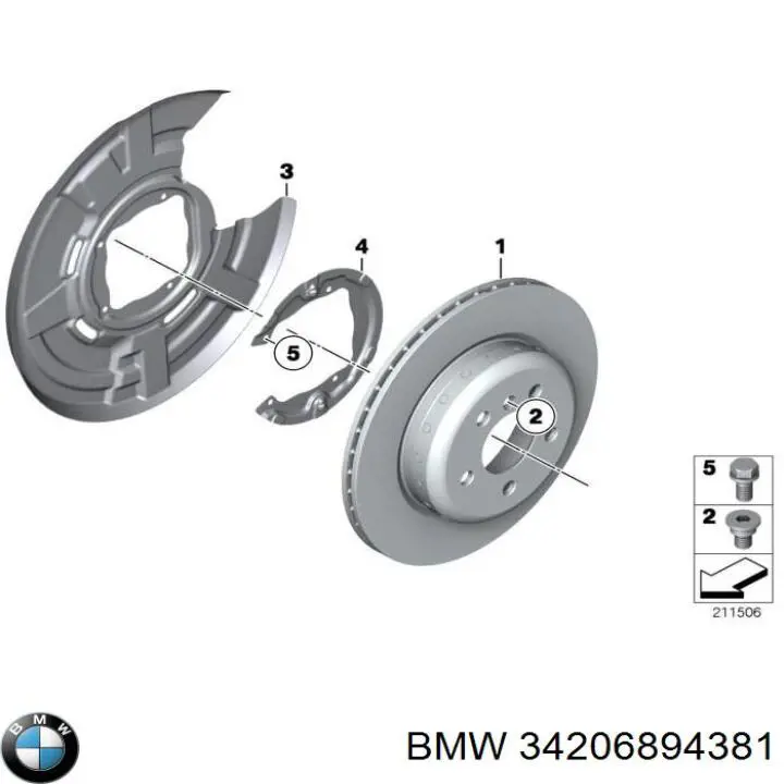 Disco de freno trasero 34206894381 BMW