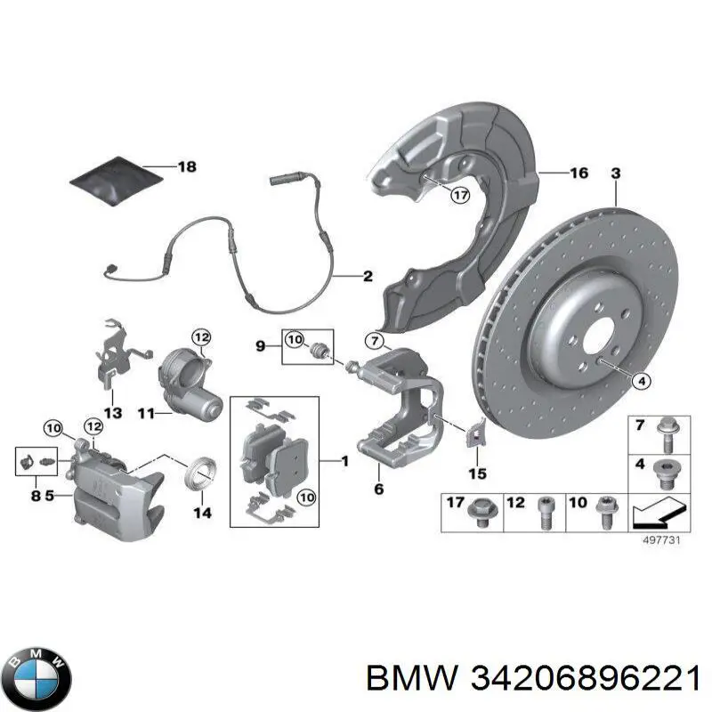 Задний тормозной диск BMW 34206896221 цена, от 483.34 USD