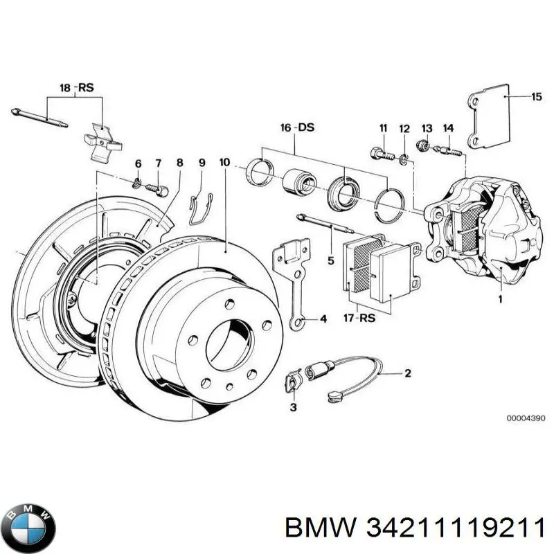 34211119211 BMW суппорт тормозной задний правый