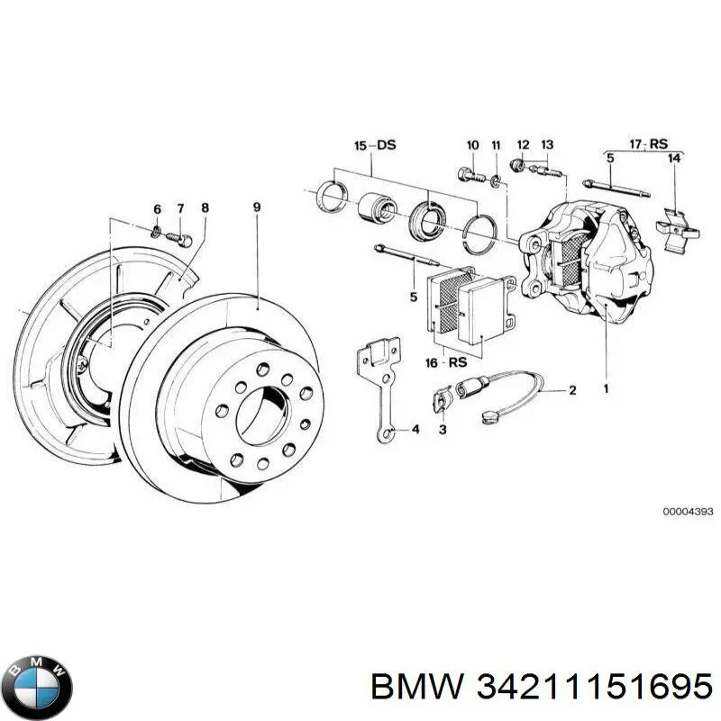 Защита тормозного диска заднего левая 34211151695 BMW