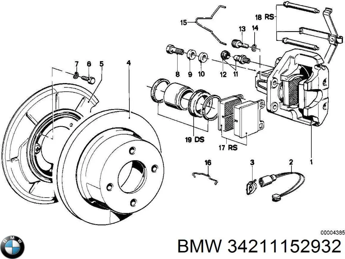 34211152932 BMW ремкомплект суппорта тормозного заднего