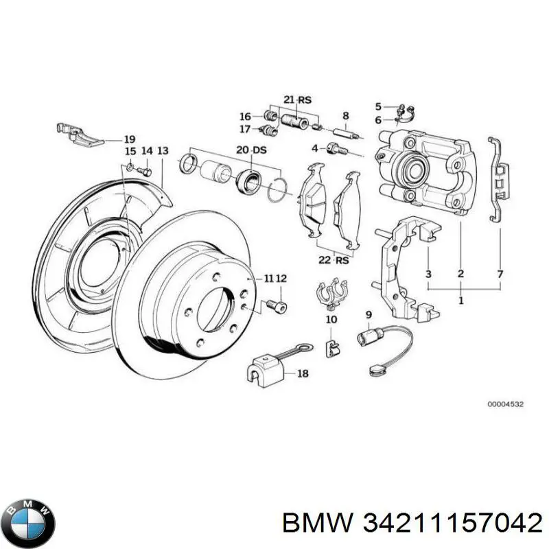 Ремкомплект суппорта тормозного заднего BMW 34211157042