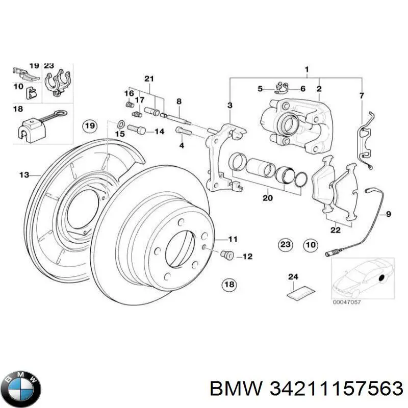 34211157563 BMW колодки тормозные задние дисковые