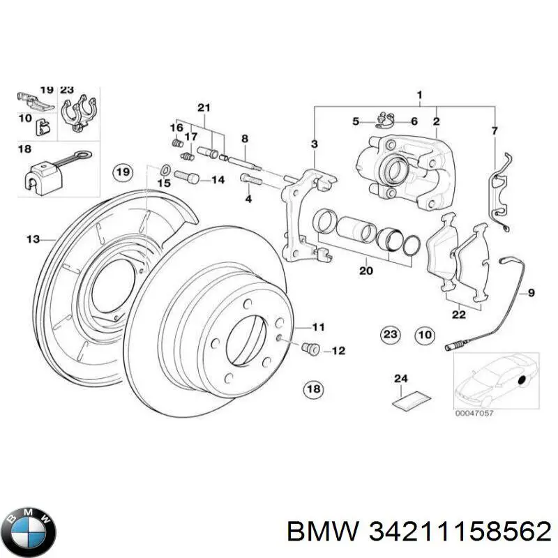 34211158562 BMW колодки тормозные задние дисковые