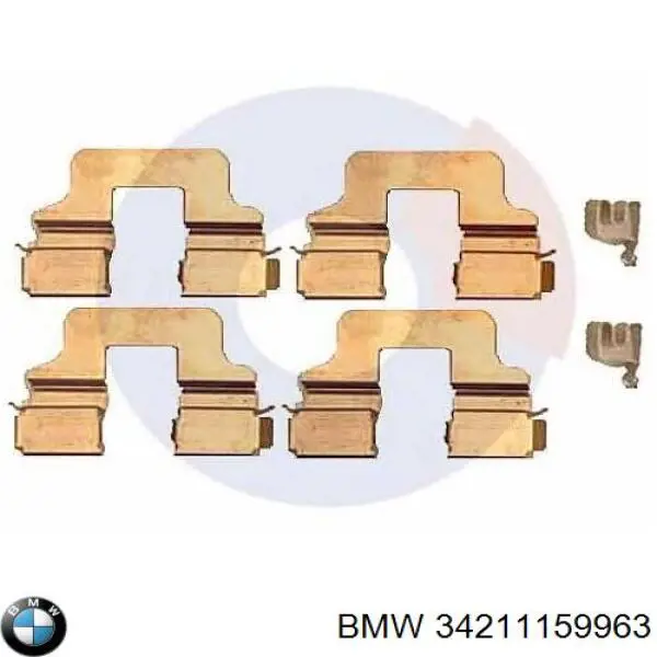34211159963 BMW комплект пружинок крепления дисковых колодок задних
