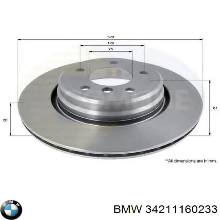 Тормозные диски 34211160233 BMW