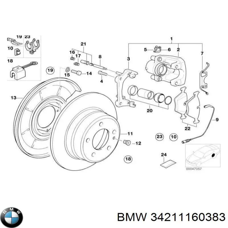 Скоба тормозного суппорта переднего 34211160383 BMW