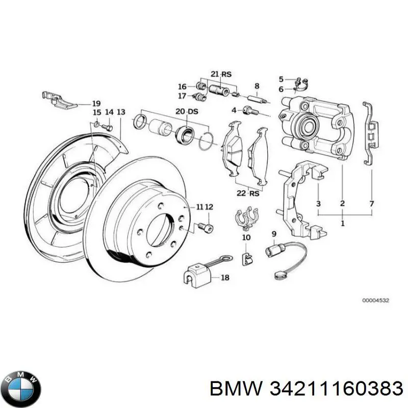Скоба тормозного суппорта заднего BMW 5 седан (E34) (1987 - 1995) цена, от 19.01 USD