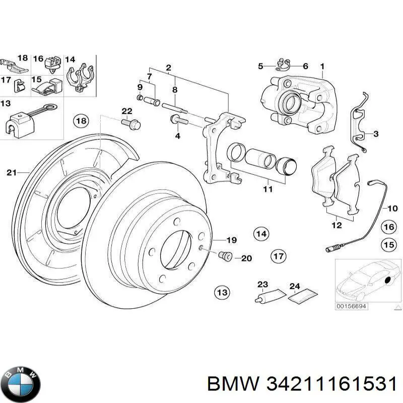 34211161531 BMW защита тормозного диска заднего левая