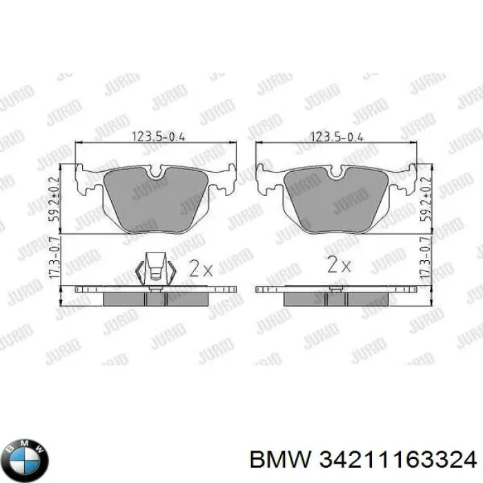 34211163324 BMW колодки тормозные задние дисковые