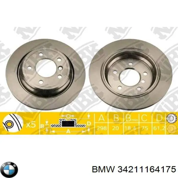 34211164175 BMW диск тормозной задний