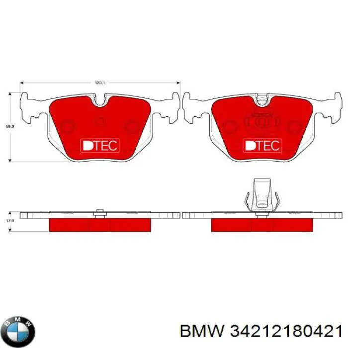 Купить 34212180421 BMW Колодки тормозные задние, дисковые