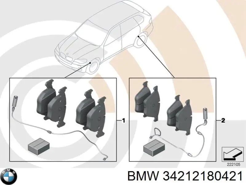 34212180421 BMW колодки тормозные задние дисковые