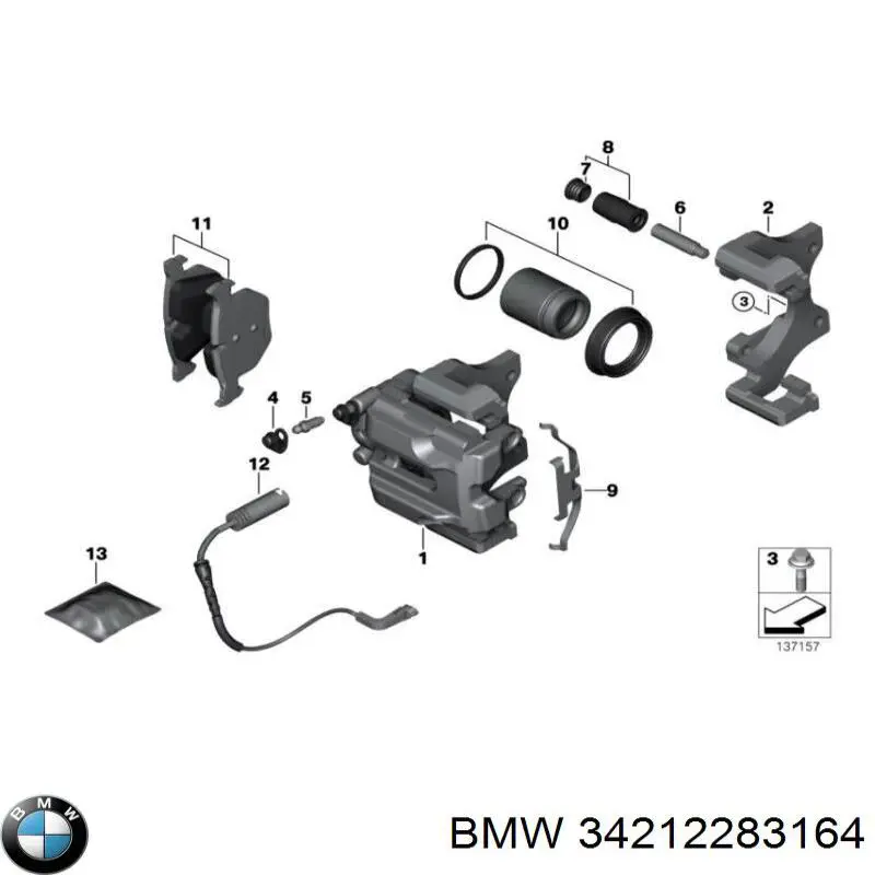 Купить 34212283164 BMW Суппорт задний правый