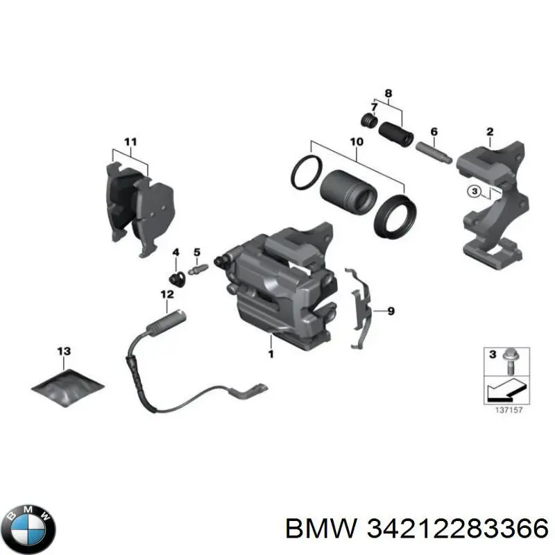 34212283366 BMW колодки тормозные задние дисковые