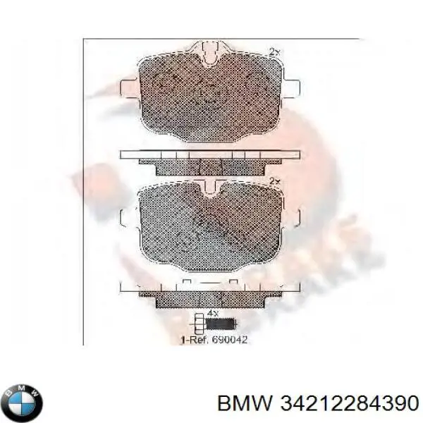 34212284390 BMW колодки тормозные задние дисковые
