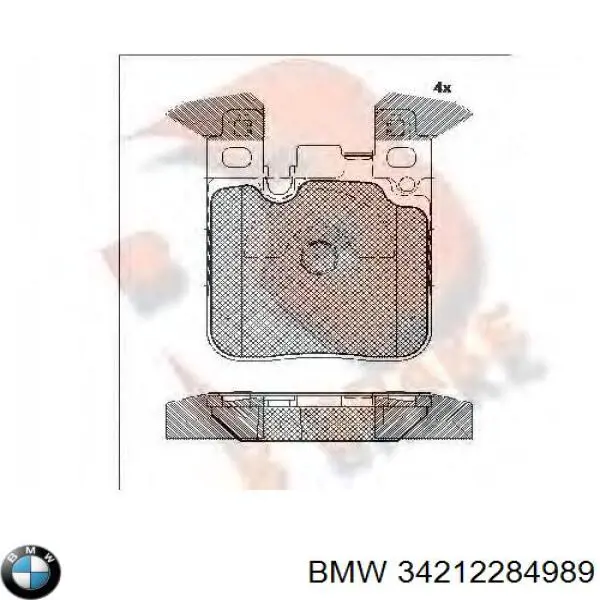 Задние тормозные колодки 34212284989 BMW