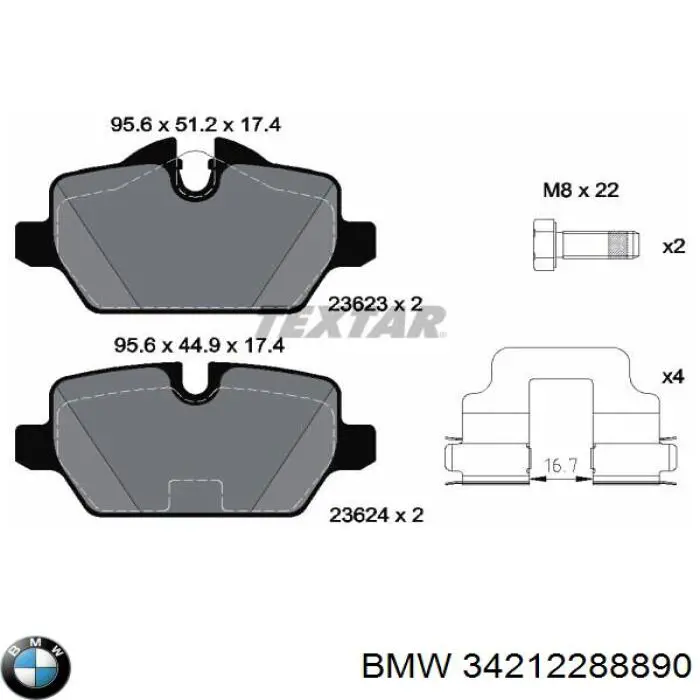 Колодки дисковые  BMW 34212288890 цена, от 23.72 USD