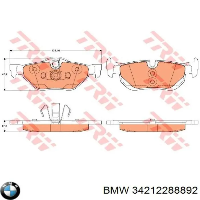 34212288892 BMW колодки тормозные задние дисковые