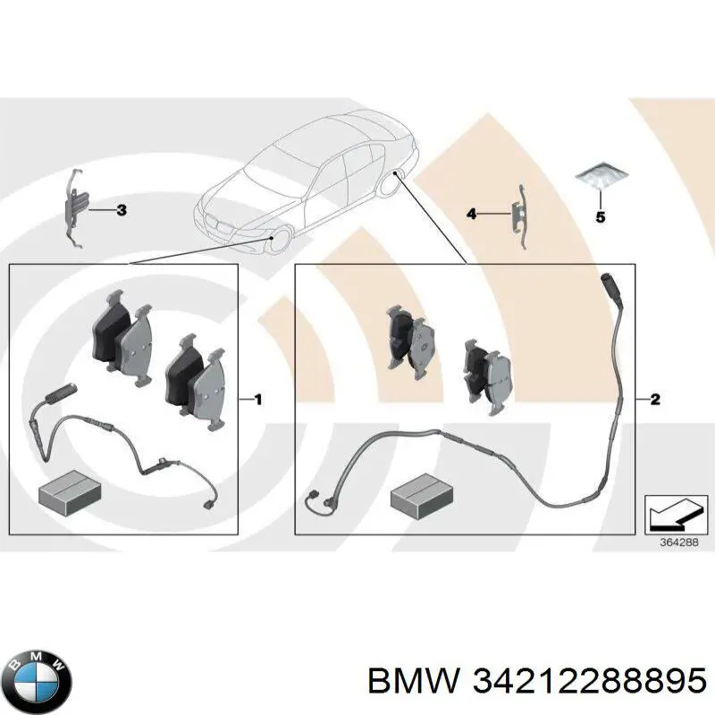 Передние тормозные колодки 34212288895 BMW