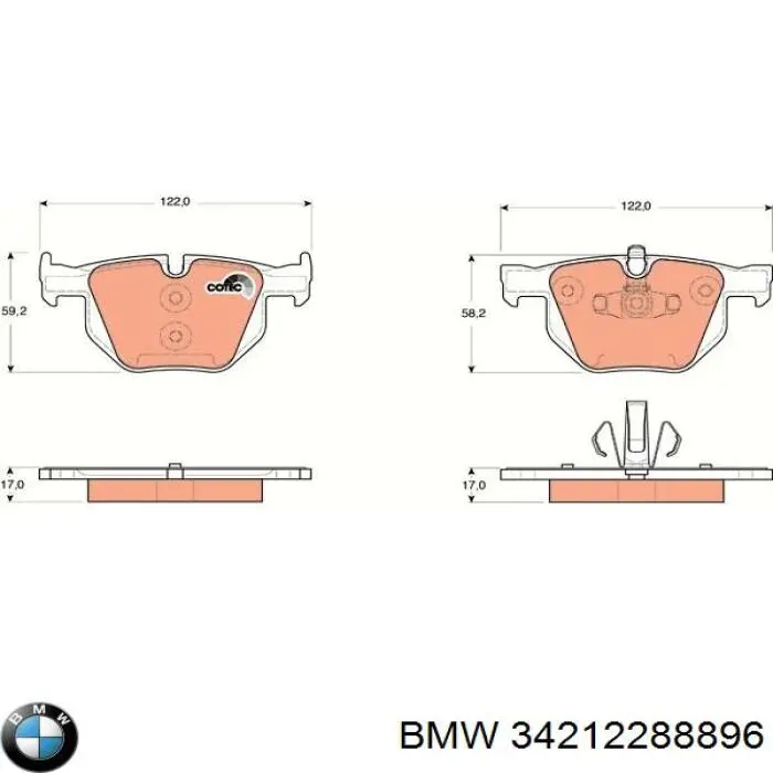 Купить 34212288896 BMW Колодки тормозные