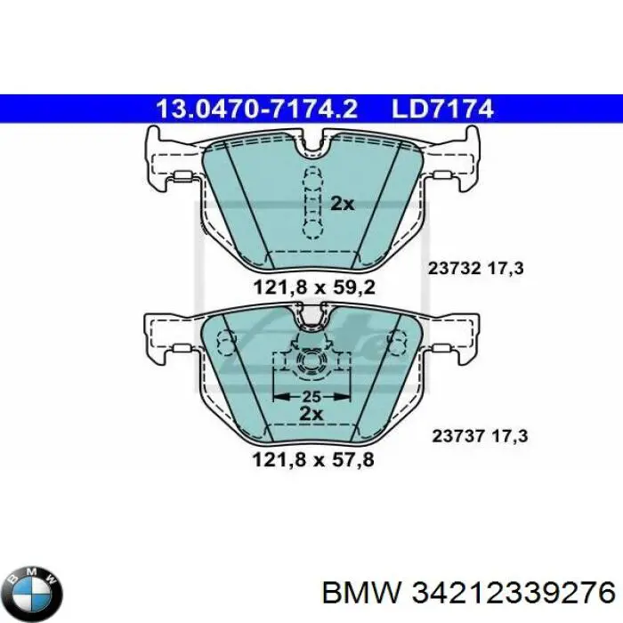 Купить 34212339276 BMW Колодки тормозные задние, дисковые