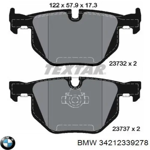 Колодки дисковые  BMW 34212339278 цена, от 36.70 USD