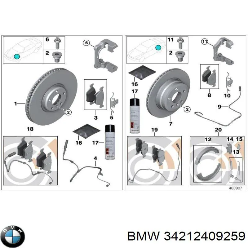34212409259 BMW колодки тормозные задние дисковые