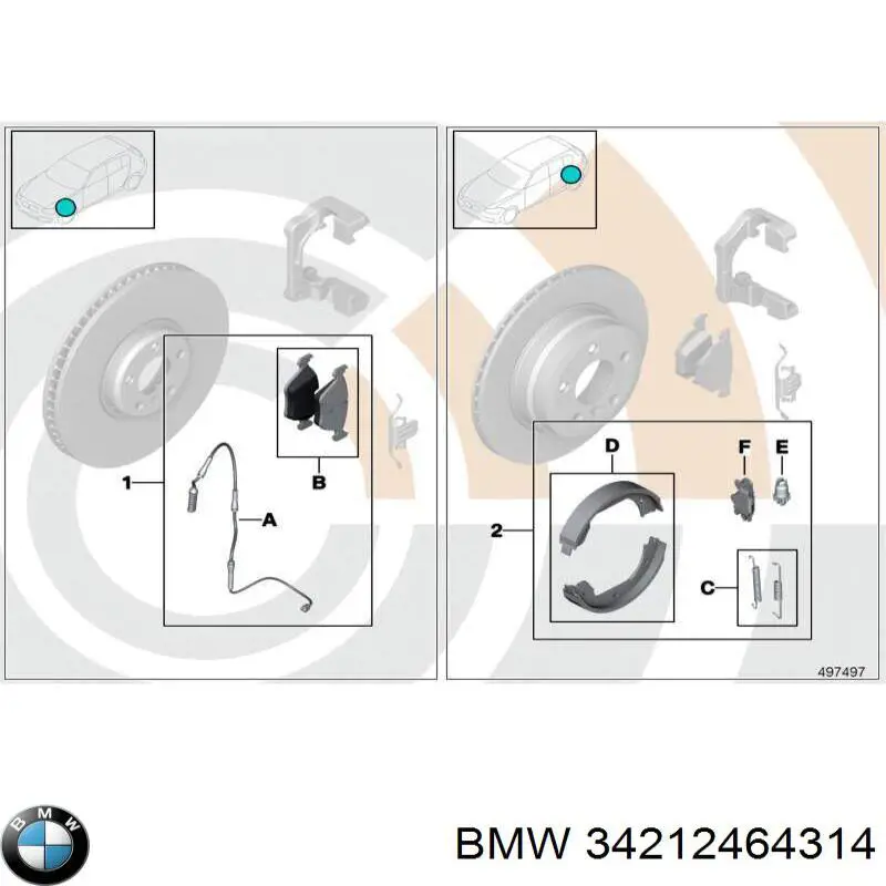 Колодки дисковые  BMW 34212464314 цена, от 67.24 USD