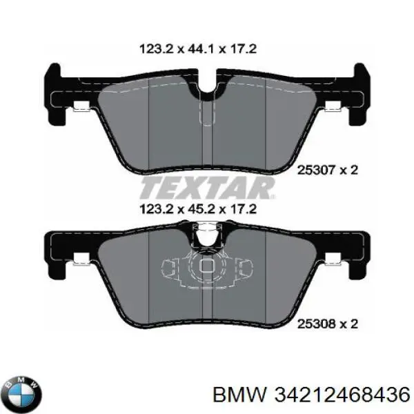 34212468436 BMW задние тормозные колодки