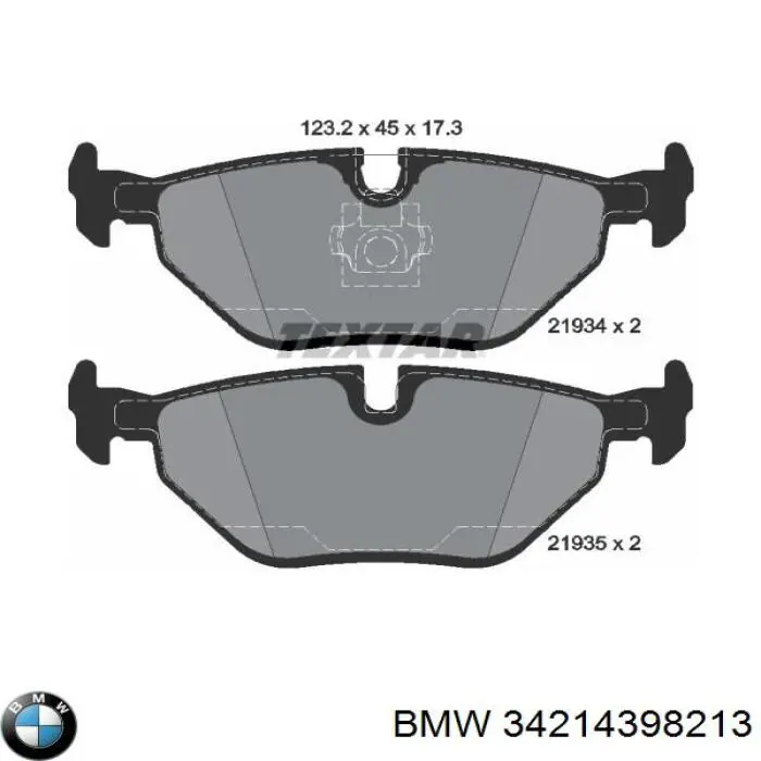 Задние тормозные колодки 34214398213 BMW