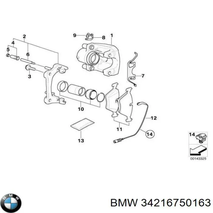 Ремкомплект заднего суппорта BMW 34216750163