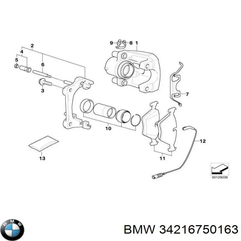 34216750163 BMW ремкомплект суппорта тормозного заднего