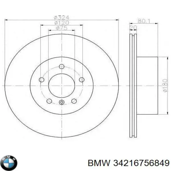 34216756849 BMW диск тормозной задний