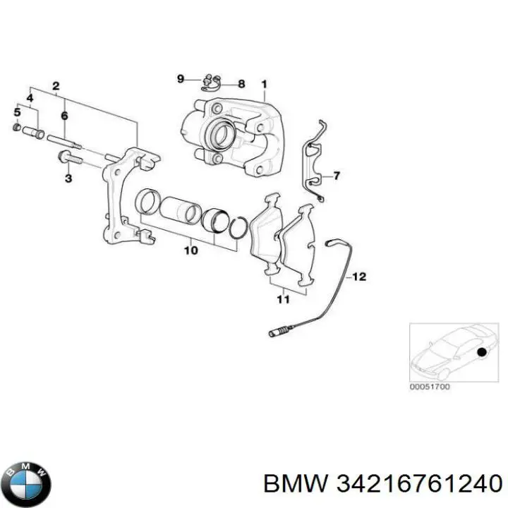 Колодки гальмові задні, дискові 34216761240 BMW