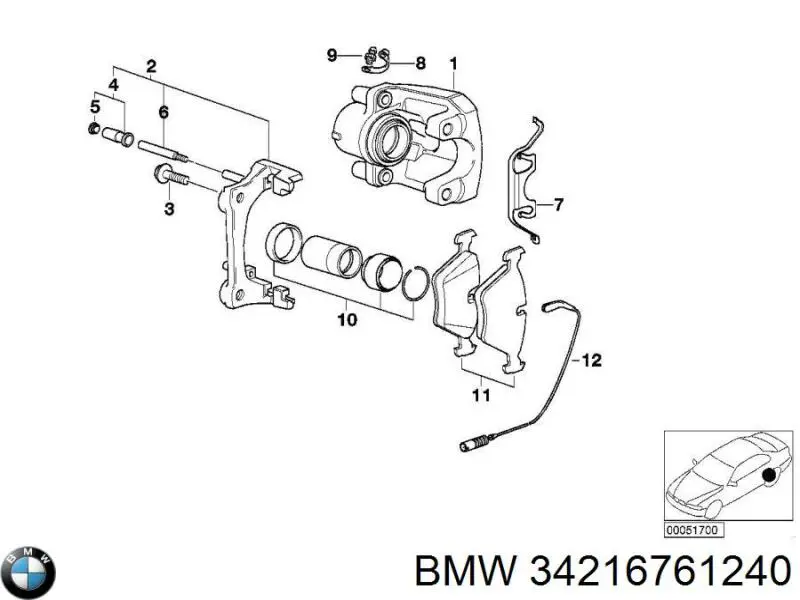 34216761240 BMW колодки тормозные задние дисковые