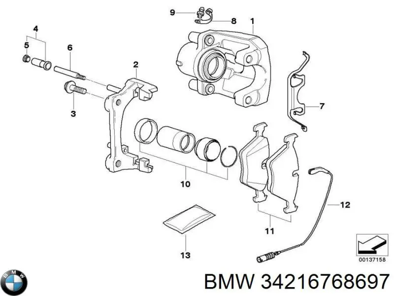 34216768697 BMW суппорт тормозной задний левый