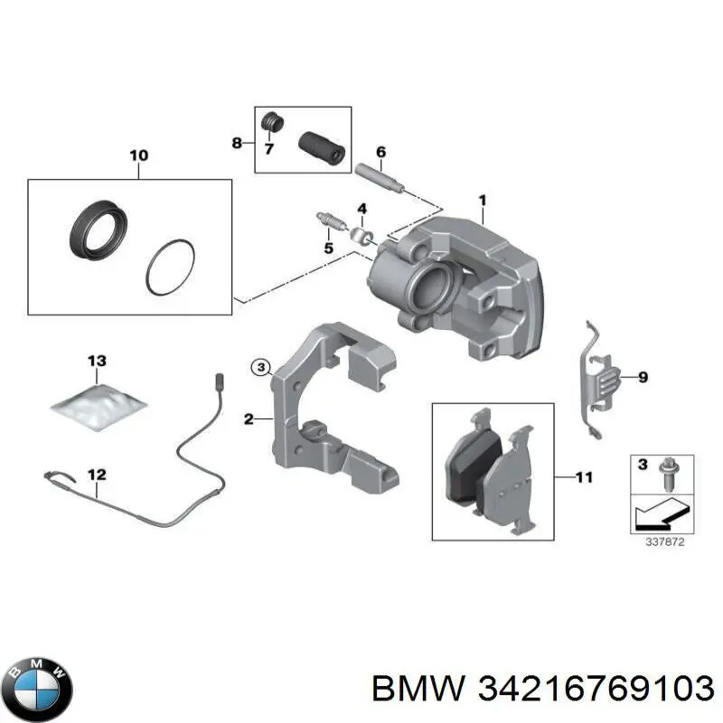 Ремкомплект суппорта тормозного заднего BMW 34216769103