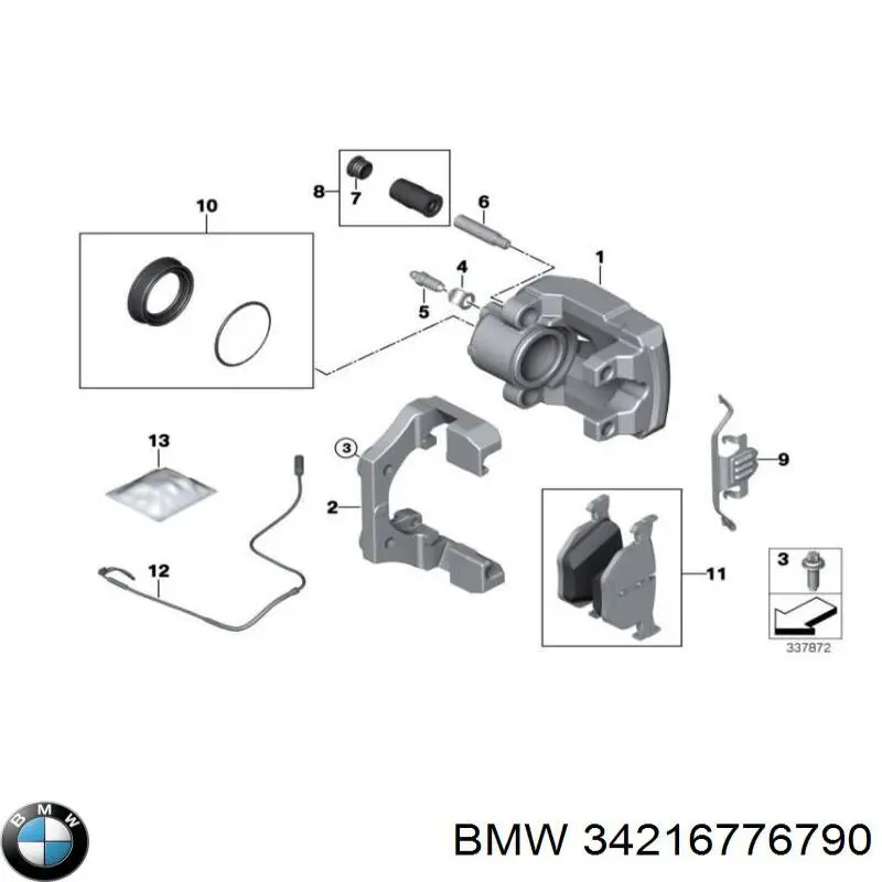 Купить 34216776790 BMW Суппорт задний правый