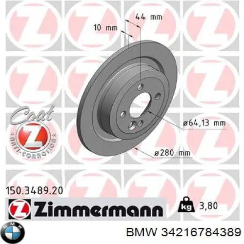 34216784389 BMW disco do freio traseiro