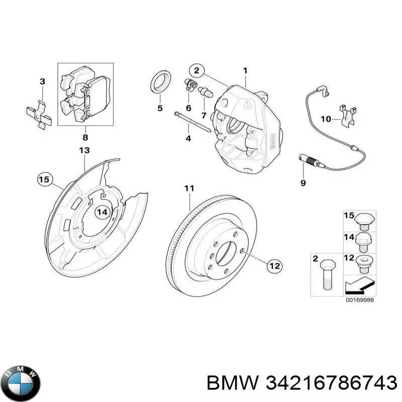 34216786743 BMW суппорт тормозной задний правый