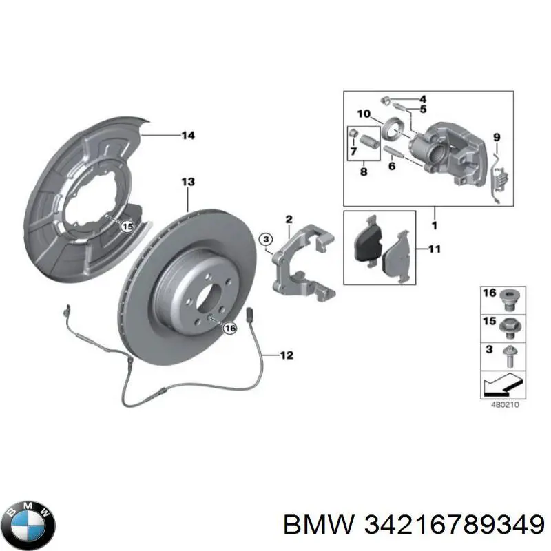 34216789349 BMW Тормозной суппорт задний левый