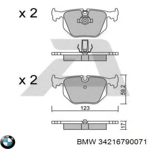 34216790071 BMW колодки тормозные задние дисковые