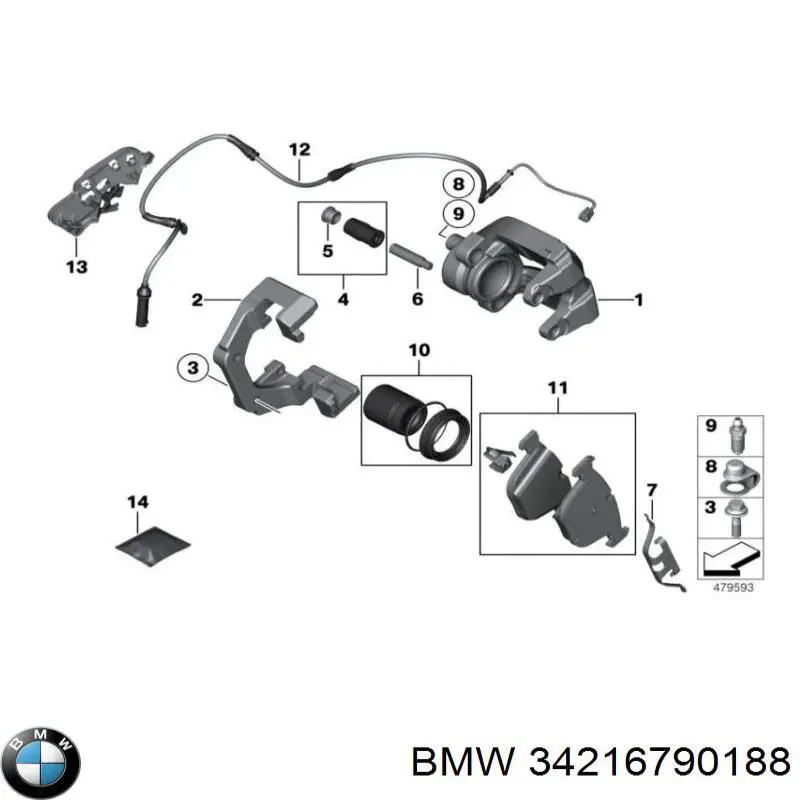 Скоба тормозного суппорта заднего 34216790188 BMW