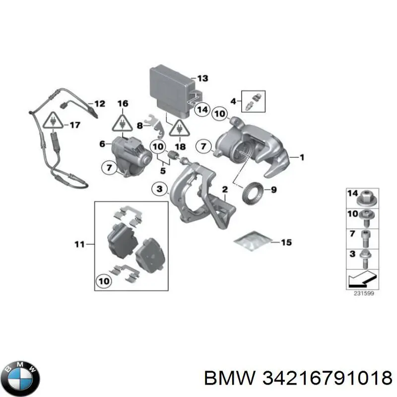 Суппорт тормозной задний правый BMW 34216791018