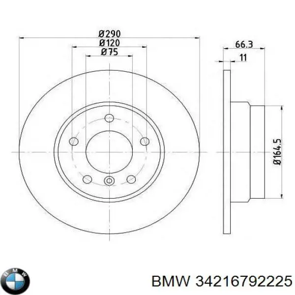 34216792225 BMW диск тормозной задний