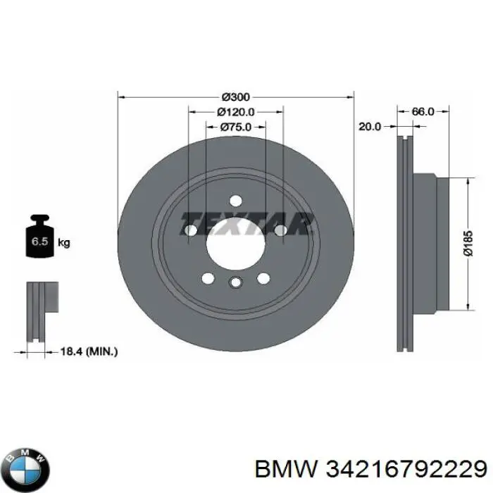 Купить 34216792229 BMW Диск тормозной задний